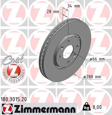 Tarcza hamulcowa, COAT Z 180.3015.20 ZIMMERMANN