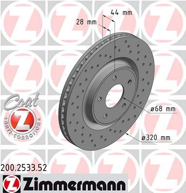 Tarcza hamulcowa, SPORT COAT Z 200.2533.52 ZIMMERMANN