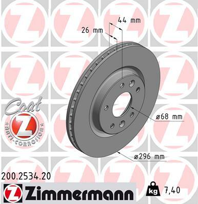 Tarcza hamulcowa, COAT Z 200.2534.20 ZIMMERMANN