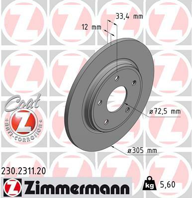 Tarcza hamulcowa, COAT Z 230.2311.20 ZIMMERMANN