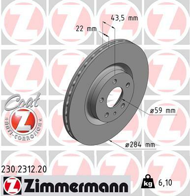 Tarcza hamulcowa, COAT Z 230.2312.20 ZIMMERMANN