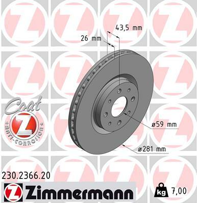 Tarcza hamulcowa, COAT Z 230.2366.20 ZIMMERMANN
