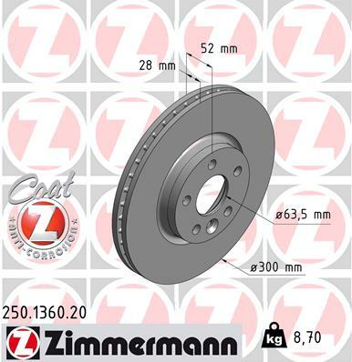 Tarcza hamulcowa, COAT Z 250.1360.20 ZIMMERMANN