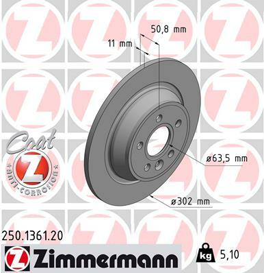 Tarcza hamulcowa, COAT Z 250.1361.20 ZIMMERMANN