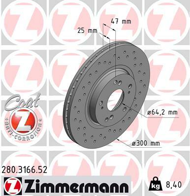 Tarcza hamulcowa, SPORT COAT Z 280.3166.52 ZIMMERMANN