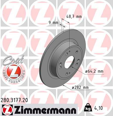 Tarcza hamulcowa, COAT Z 280.3177.20 ZIMMERMANN
