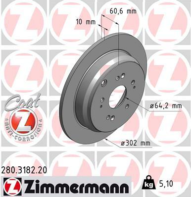 Tarcza hamulcowa, COAT Z 280.3182.20 ZIMMERMANN