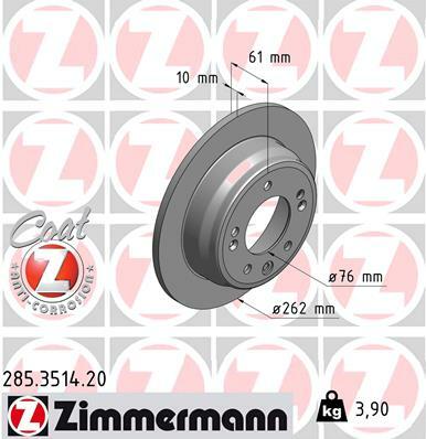 Tarcza hamulcowa, COAT Z 285.3514.20 ZIMMERMANN