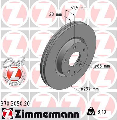 Tarcza hamulcowa, COAT Z 370.3050.20 ZIMMERMANN
