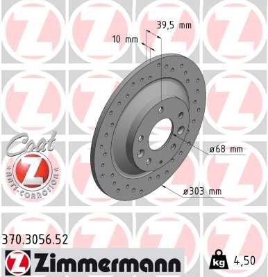 TARCZA HAMULC. MAZDA CX-5 11- TYŁ 370.3056.52 ZIMMERMANN