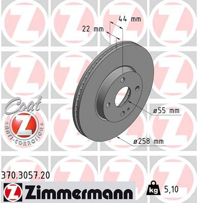 Tarcza hamulcowa, COAT Z 370.3057.20 ZIMMERMANN