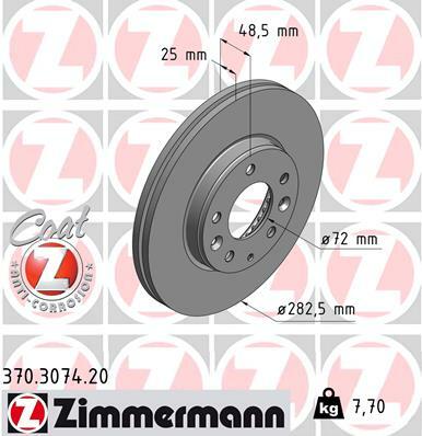Tarcza hamulcowa, COAT Z 370.3074.20 ZIMMERMANN