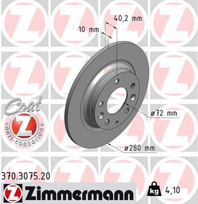 Tarcza hamulcowa, COAT Z 370.3075.20 ZIMMERMANN