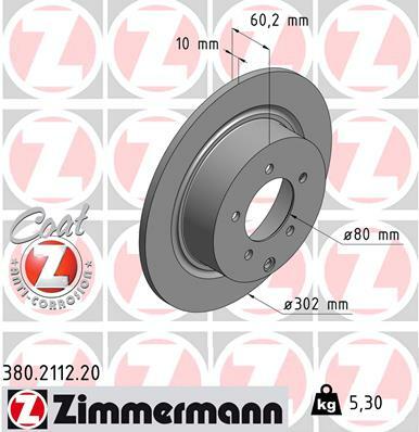 Tarcza hamulcowa, COAT Z 380.2112.20 ZIMMERMANN