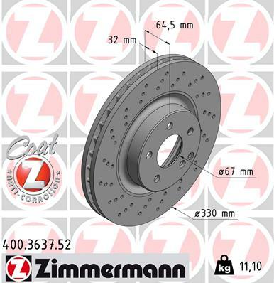 Tarcza hamulcowa, SPORT COAT Z 400.3637.52 ZIMMERMANN