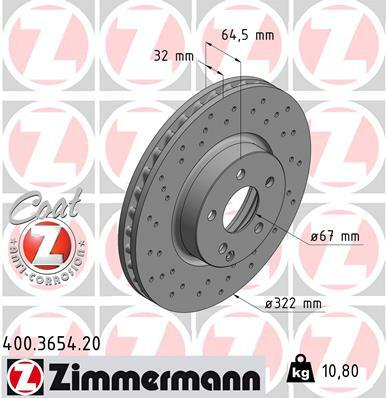 Tarcza hamulcowa, COAT Z 400.3654.20 ZIMMERMANN