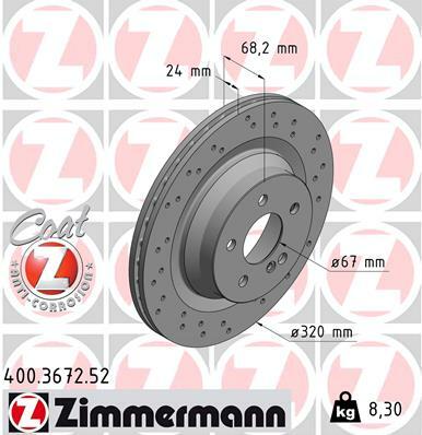 Tarcza hamulcowa, SPORT COAT Z 400.3672.52 ZIMMERMANN