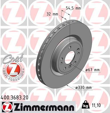 Tarcza hamulcowa, COAT Z 400.3683.20 ZIMMERMANN
