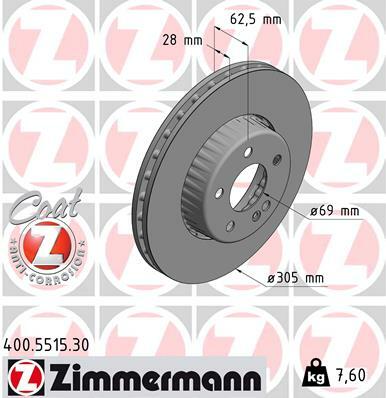 Tarcza hamulcowa, FORMULA S COAT Z 400.5515.30 ZIMMERMANN