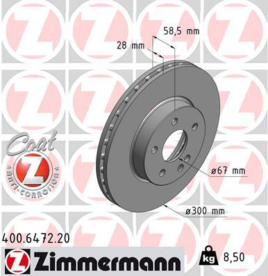 Tarcza hamulcowa, COAT Z 400.6472.20 ZIMMERMANN