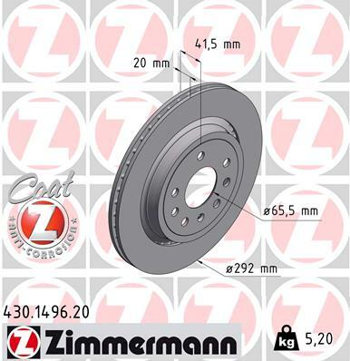 Tarcza hamulcowa, COAT Z 430.1496.20 ZIMMERMANN