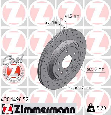 Tarcza hamulcowa, SPORT COAT Z 430.1496.52 ZIMMERMANN