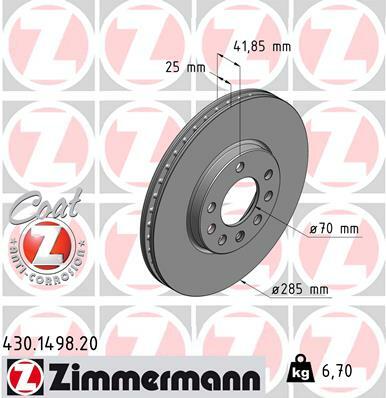 Tarcza hamulcowa, COAT Z 430.1498.20 ZIMMERMANN