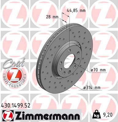 Tarcza hamulcowa, SPORT COAT Z 430.1499.52 ZIMMERMANN