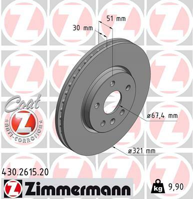 Tarcza hamulcowa, COAT Z 430.2615.20 ZIMMERMANN