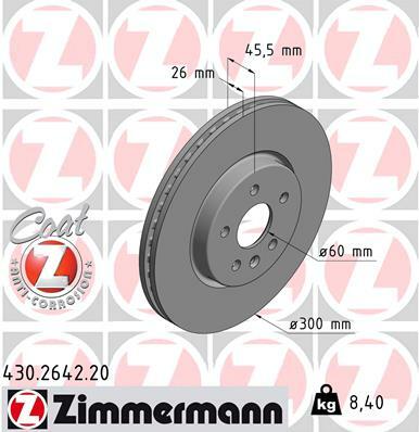 Tarcza hamulcowa, COAT Z 430.2642.20 ZIMMERMANN