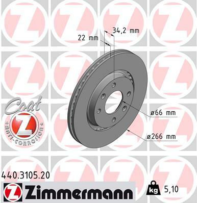 Tarcza hamulcowa, COAT Z 440.3105.20 ZIMMERMANN