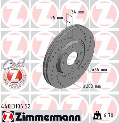 Tarcza hamulcowa, SPORT COAT Z 440.3106.52 ZIMMERMANN