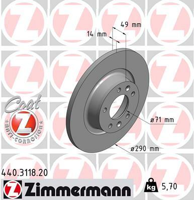 Tarcza hamulcowa, COAT Z 440.3118.20 ZIMMERMANN