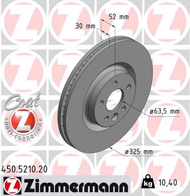Tarcza hamulcowa, COAT Z 450.5210.20 ZIMMERMANN