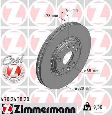 Tarcza hamulcowa, COAT Z 470.2438.20 ZIMMERMANN