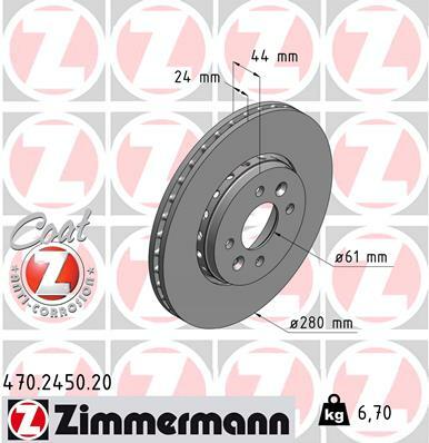 Tarcza hamulcowa, COAT Z wyprzedaż 470.2450.20 ZIMMERMANN