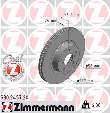 Tarcza hamulcowa, COAT Z 530.2457.20 ZIMMERMANN