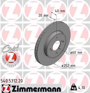 Tarcza hamulcowa, COAT Z 540.5312.20 ZIMMERMANN