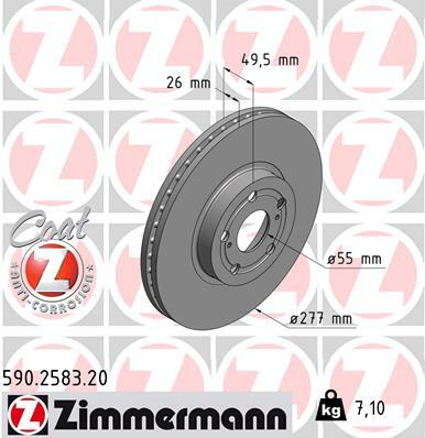 Tarcza hamulcowa, COAT Z 590.2583.20 ZIMMERMANN
