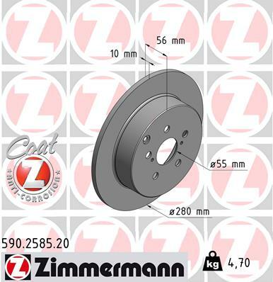 Tarcza hamulcowa, COAT Z 590.2585.20 ZIMMERMANN