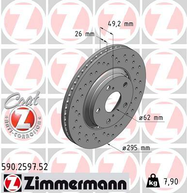 Tarcza hamulcowa, SPORT COAT Z 590.2597.52 ZIMMERMANN