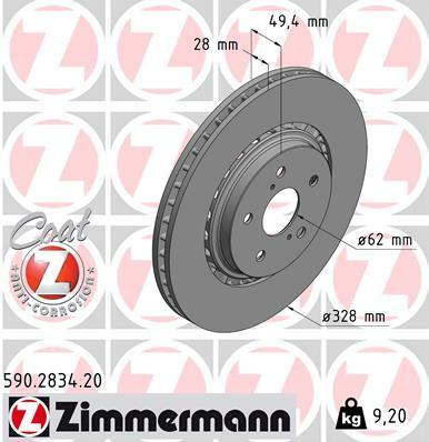 Tarcza hamulcowa, COAT Z 590.2834.20 ZIMMERMANN