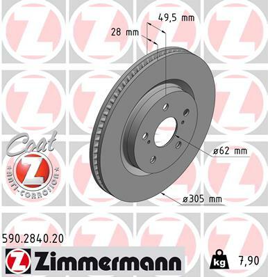 Tarcza hamulcowa, COAT Z 590.2840.20 ZIMMERMANN