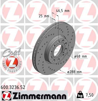 Tarcza hamulcowa, SPORT COAT Z 600.3236.52 ZIMMERMANN