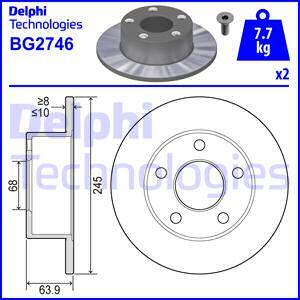 Tarcza hamulcowa BG2746 DELPHI