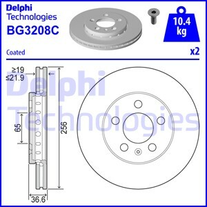 Tarcza hamulcowa BG3208C DELPHI